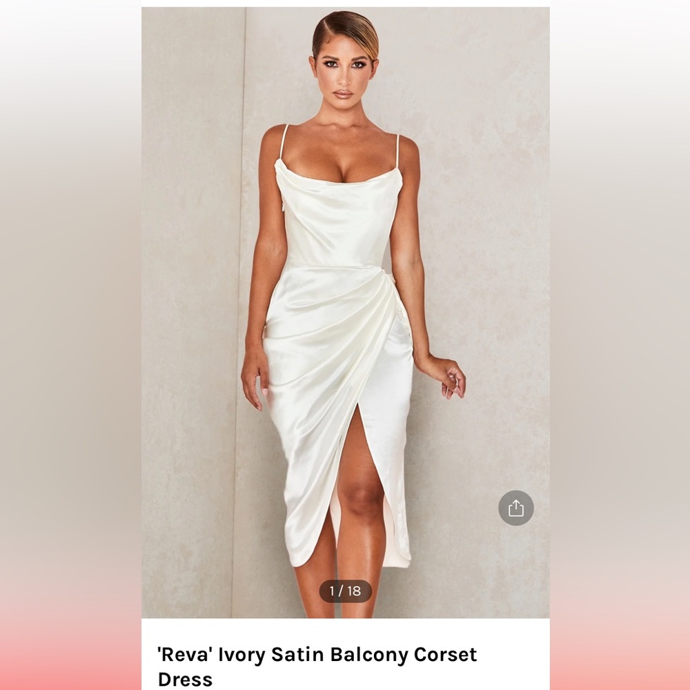 COPY - COPY - House of CB ‘Reva' Ivory Satin Balcony Corset Dress